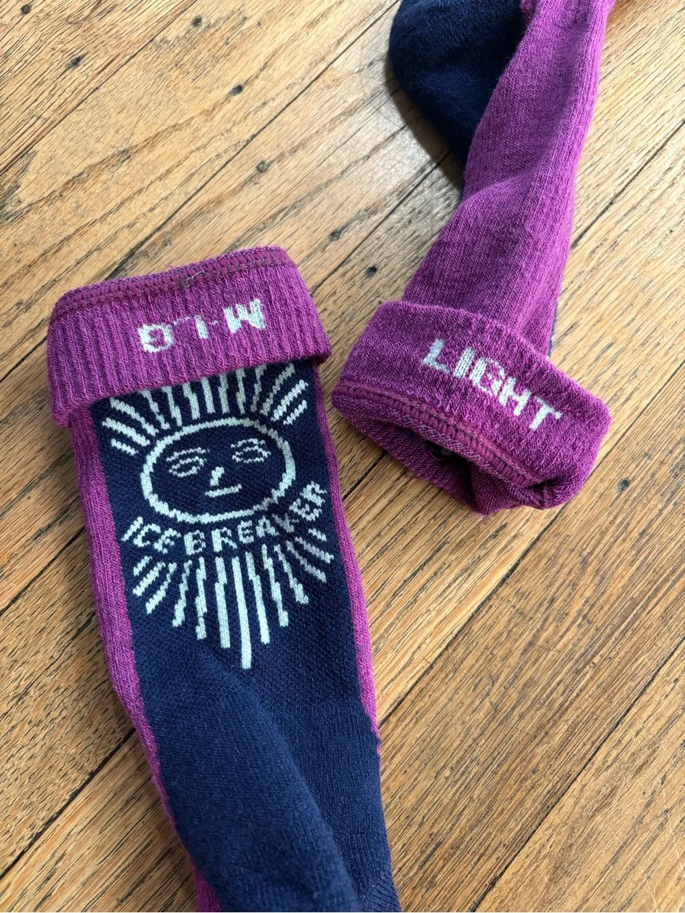 Icebreaker Magenta and Navy Men's Performance Crew Socks